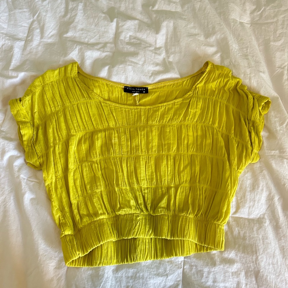 Green Linen Crop Top